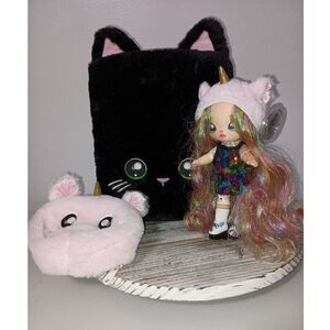 Na Na Na Surprise 3-in-1 Backpack Black Kitty Bedroom with Unicorn Doll (Extra)